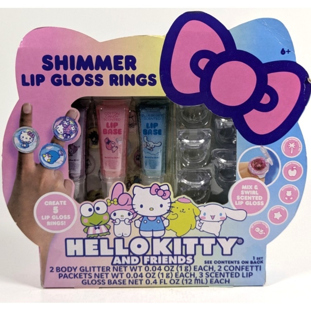 Hello Kitty And Friends Shimmer Lip Gloss Rings - Create 5 Mix -n- Swirl Scented